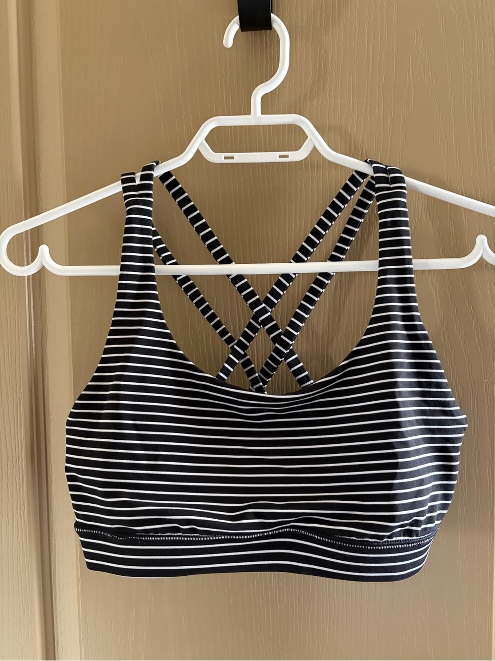 lululemon Black White Stripe Strappy Sports Bra Size 6
